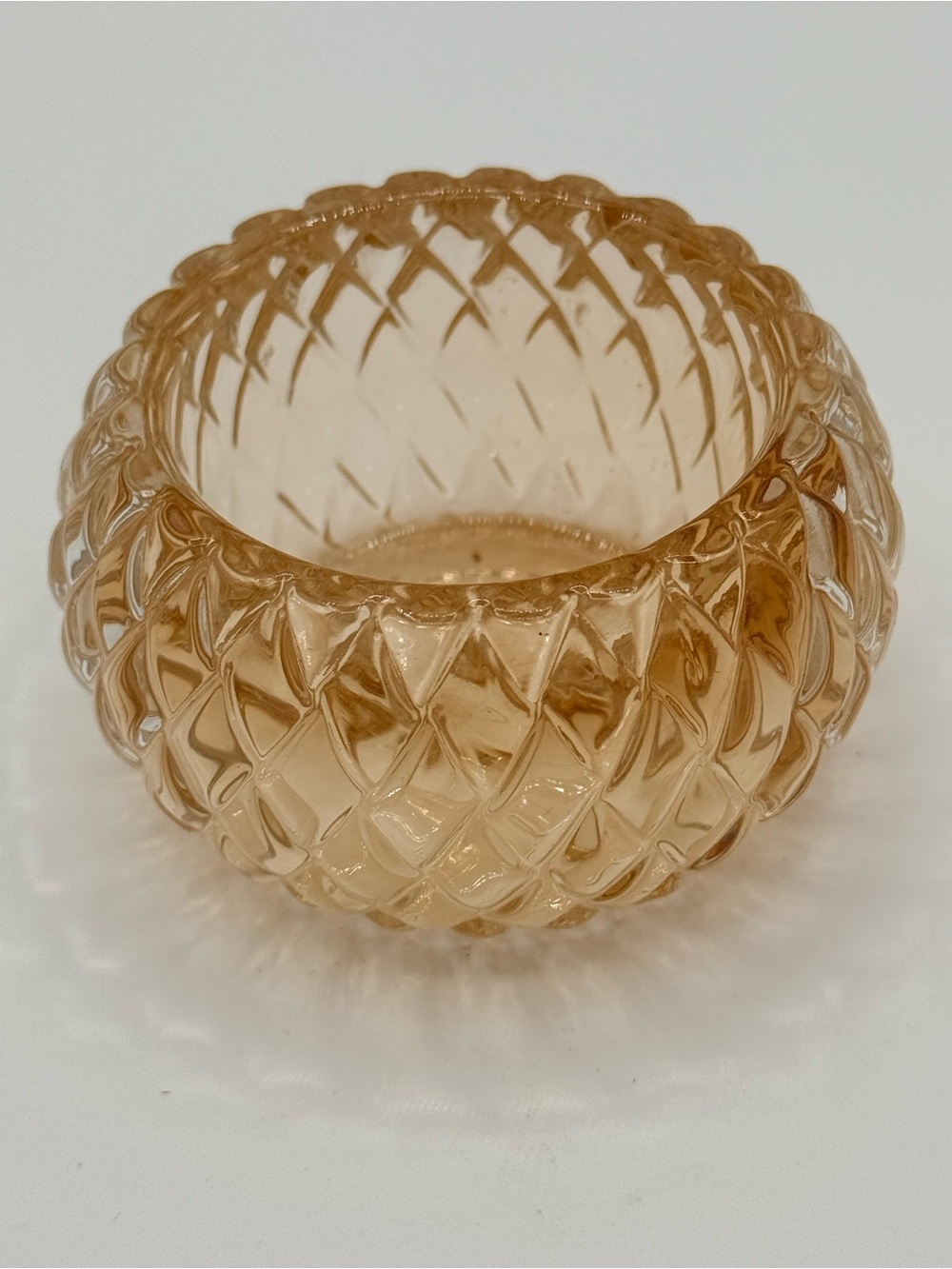 Amber Glass Pineapple-Pattern Tea Light Candle Holder